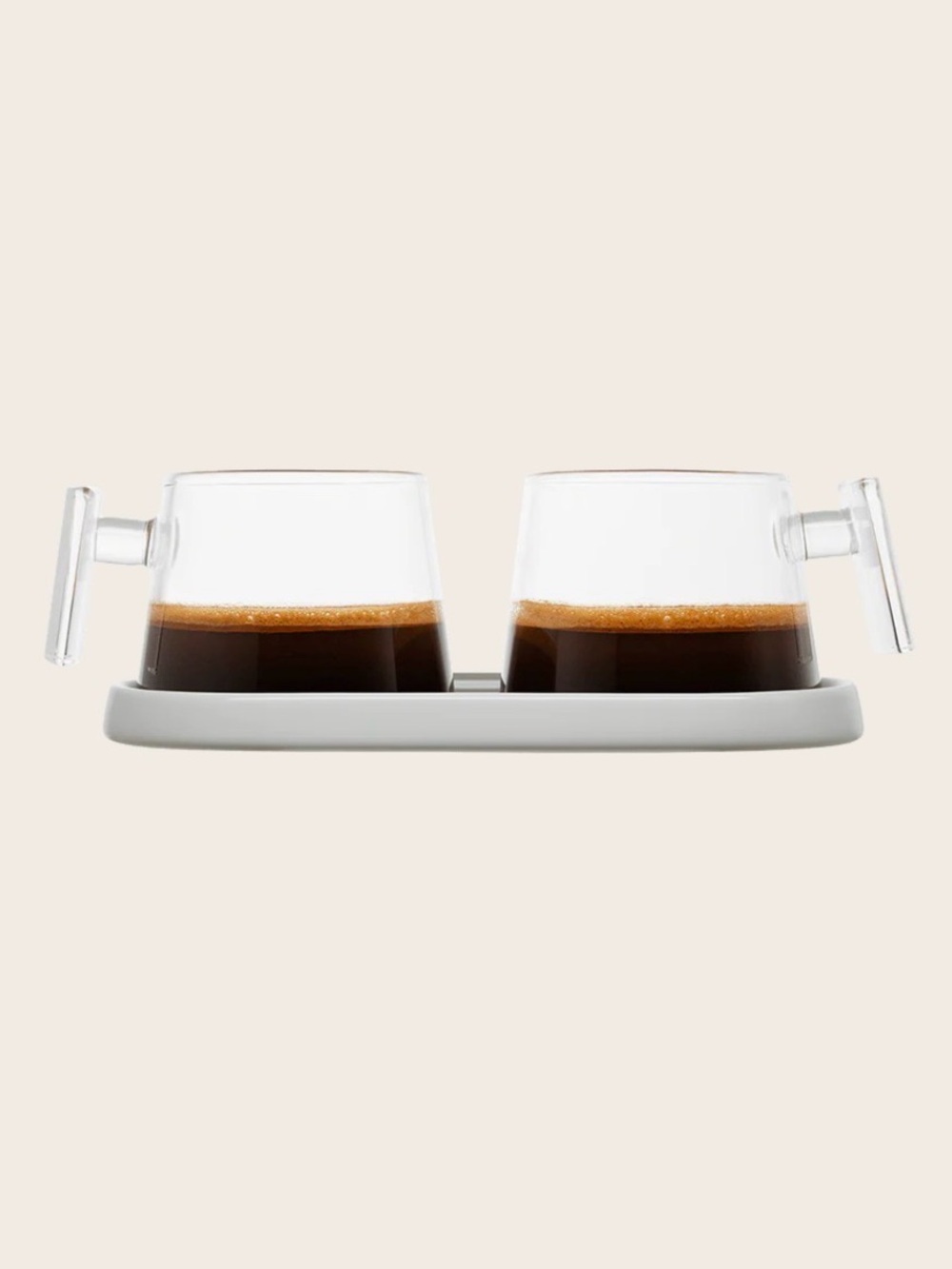 Pure Over Modern Double Espresso Glasses with White Serving Tray